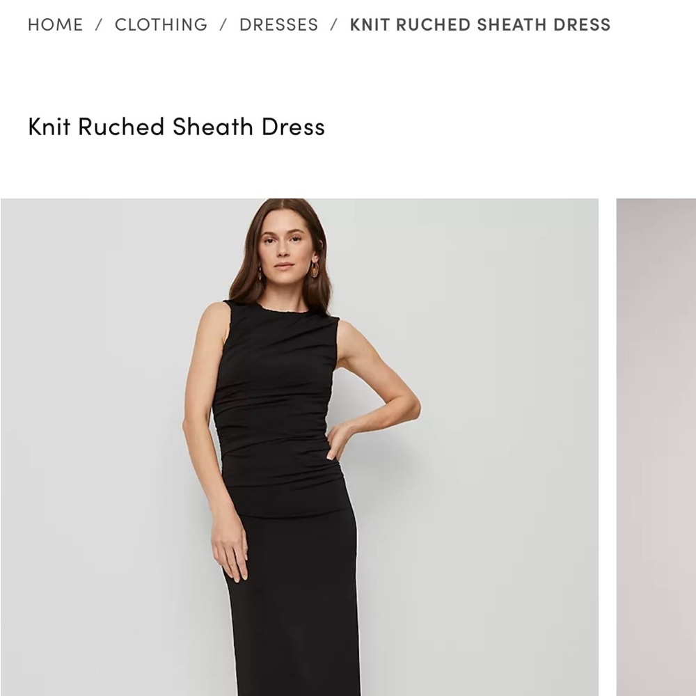 Ann Taylor Black Knit Ruched Midi Dress